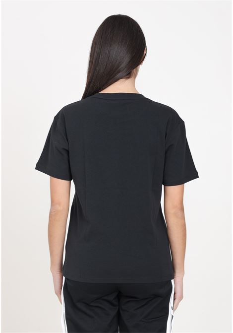 T-shirt da donna nera Trefoil regular ADIDAS ORIGINALS | IR9533.